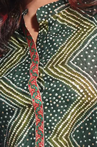 Emerald green rayon bandhani printed straight kurta