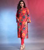 Multicolor rayon bandhani printed straight kurta