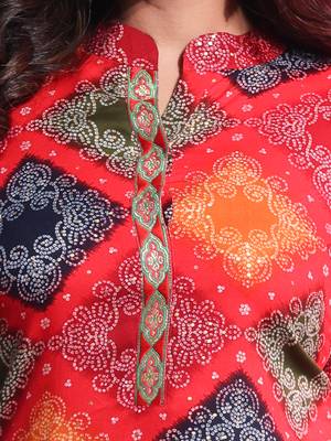 Multicolor rayon bandhani printed straight kurta 5