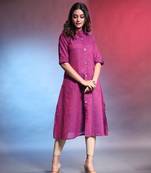 Violet solid cotton a-line kurta