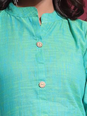 Secremanto green solid cotton a-line kurta 5