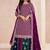 Wine embroidered chinnon full stitched straight suit - Free size