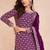 Wine embroidered chinnon full stitched straight suit - Free size