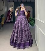 Printed Dola Silk Long Gown