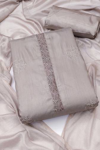 Grey Zora silk blend Unstitched Dress Material