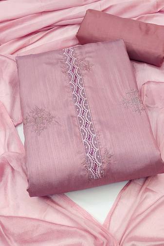 Onion Pink Zora silk blend Unstitched Dress Material