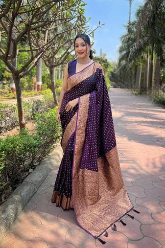 Magenta Faux Banarasi Katan Silk Zari Woven Saree