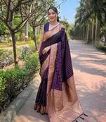 Magenta Faux Banarasi Katan Silk Zari Woven Saree