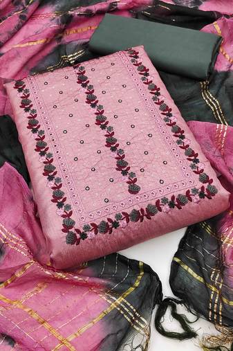 Pink Zora silk blend Unstitched Dress Material