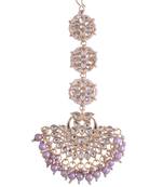 Gold plated traditional statement kundan pearl maang tikka