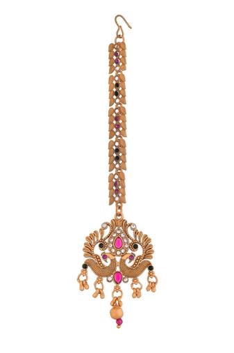 Gold plated south indian bridal maang tikka