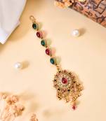 Gold plated south indian multi stone bridal maang tikka