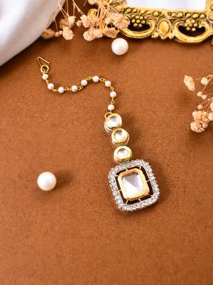 Traditional cz kundan & pearl matha tikka 1
