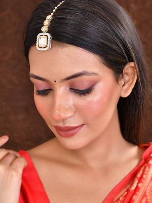 Traditional cz kundan & pearl matha tikka 2