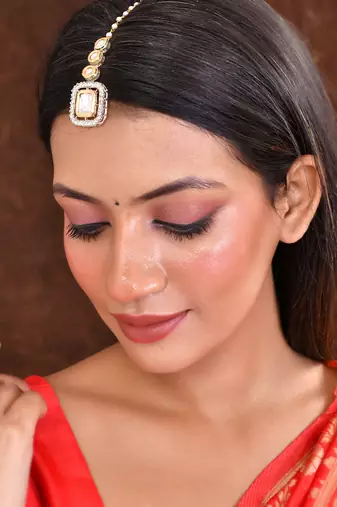 Traditional cz kundan & pearl matha tikka
