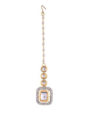 Traditional cz kundan & pearl matha tikka 3