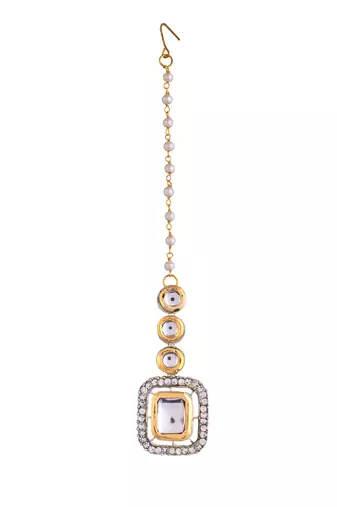 Traditional cz kundan & pearl matha tikka