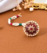 Rajputi borla mangtikka studded with pearl and red stone