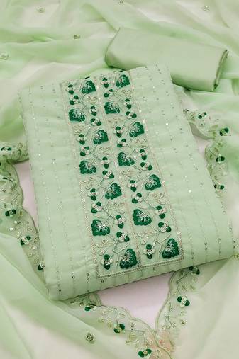 Pista Georgette Embroidered Unstitched Dress Material
