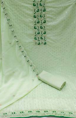 Pista Georgette Embroidered Unstitched Dress Material 2