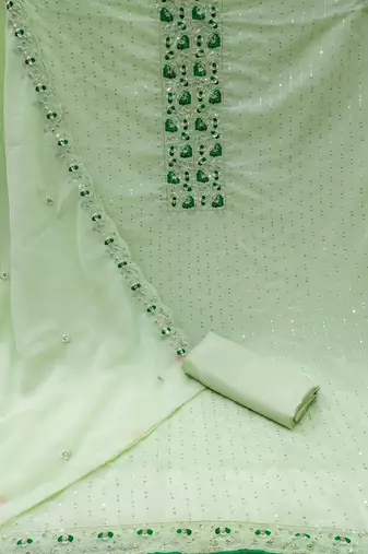 Pista Georgette Embroidered Unstitched Dress Material