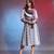 Grey printed cotton ethnic dress with waist belt