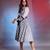 Grey printed cotton ethnic dress with waist belt