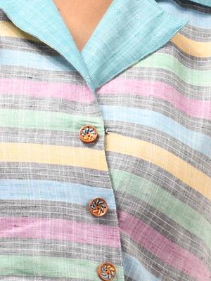 Multicolour cotton midi ethnic dress with stripes 4