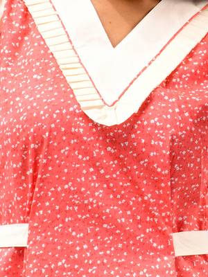Red cotton ethnic dress with panelled detailing 4