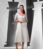 Multicolour cotton midi ethnic dress with stripes