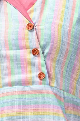 Multicolour cotton midi ethnic dress with stripes