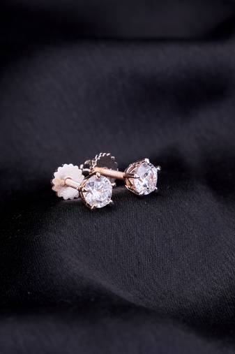 Opal touch single white stud screw earrings