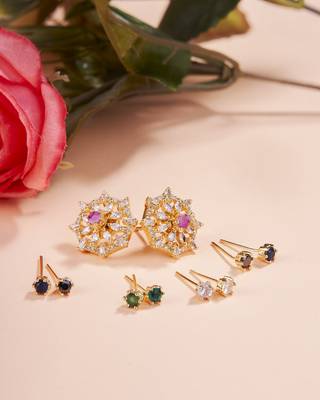 gold plated 5 color changeable earrings 1