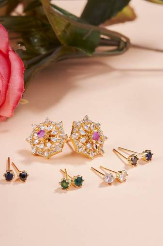 Opal touch gold plated 5 color changeable earrings