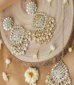 White Gold Plated Earrings and Maang Tikka Set