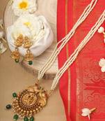 Peackock Shaped Jewelry Set With Laxmi Motif