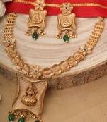 Gold Plated Laxmi Motif Jewelry Set