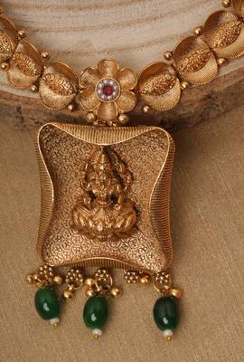 Gold Plated Laxmi Motif Jewelry Set 2