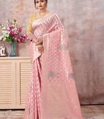 Sangam Prints Pink Kota Cotton Woven Work Traditional Tassels Saree