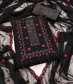 Black Georgette Embroidered Unstitched Dress Material