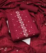 Maroon silk blend Embroidered & Sequins Unstitched Dress Material