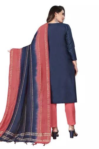 Indigo Blue Coco silk blend Hand Work Unstitched Dress Material