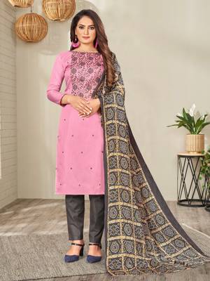 Pink Zora silk blend Hand Work Unstitched Dress Material 1