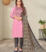 Pink Zora silk blend Hand Work Unstitched Dress Material