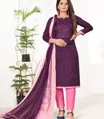 Wine Coco silk blend Hand Work Unstitched Dress Material