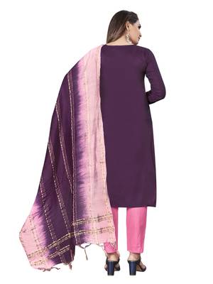 Wine Coco silk blend Hand Work Unstitched Dress Material 2