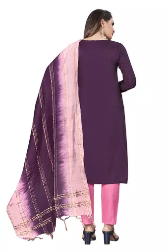 Wine Coco silk blend Hand Work Unstitched Dress Material