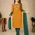 Yellow Cotton Embroidered Work Unstitched Dress Material