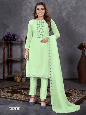 Pista Georgette Embroidered Unstitched Dress Material 1