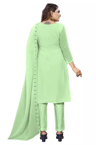 Pista Georgette Embroidered Unstitched Dress Material